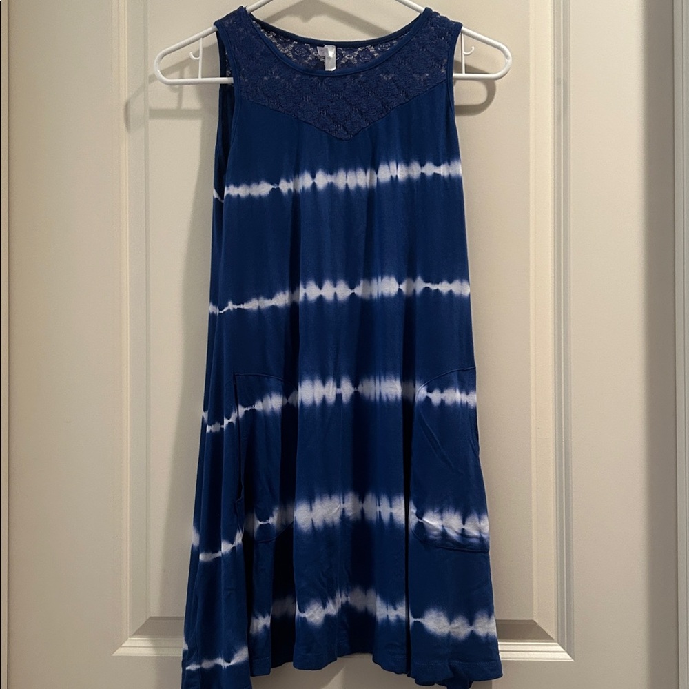 Pink Elephant girls tie dye A-line tank dress stretchy w/lace sleeveless size 12